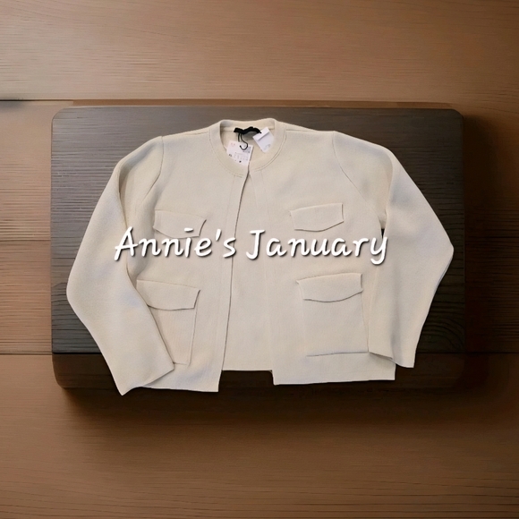 ZARA Women's Pocket Knit Cardigan(Ecru, US L, XL /EUR L, XL) - Picture 10 of 11